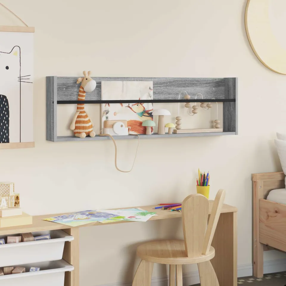 vidaXL Tijdschrift Rek Grijs Sonoma 100 x 12 x 30 cm Bewerkt hout, foto 4