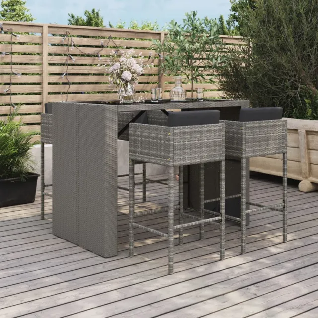 vidaXL 5-delige Tuinbarset met kussens poly rattan grijs, foto 2