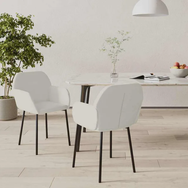 vidaXL Eetkamerstoelen 2 st fluweel crèmekleurig