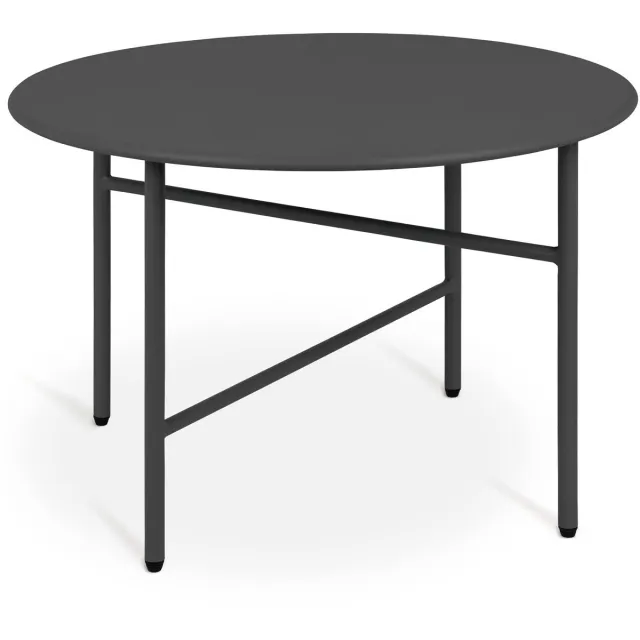 Famanu Ronde bijzettafel van metaal met krasbestendig tafelblad, multifunctionele salontafel voor binnen en buiten Zwart