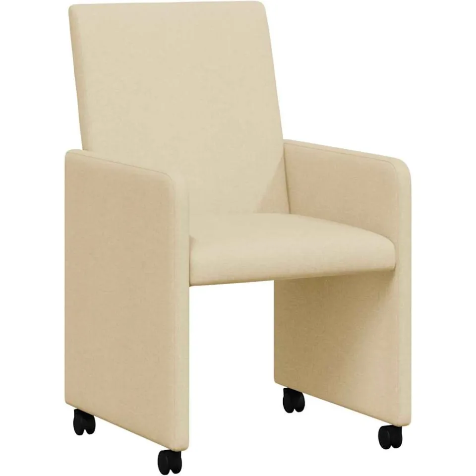vidaXL Eetkamerstoelen met Wieltjes 2 st Stof Crème 57 x 66 x 94 cm