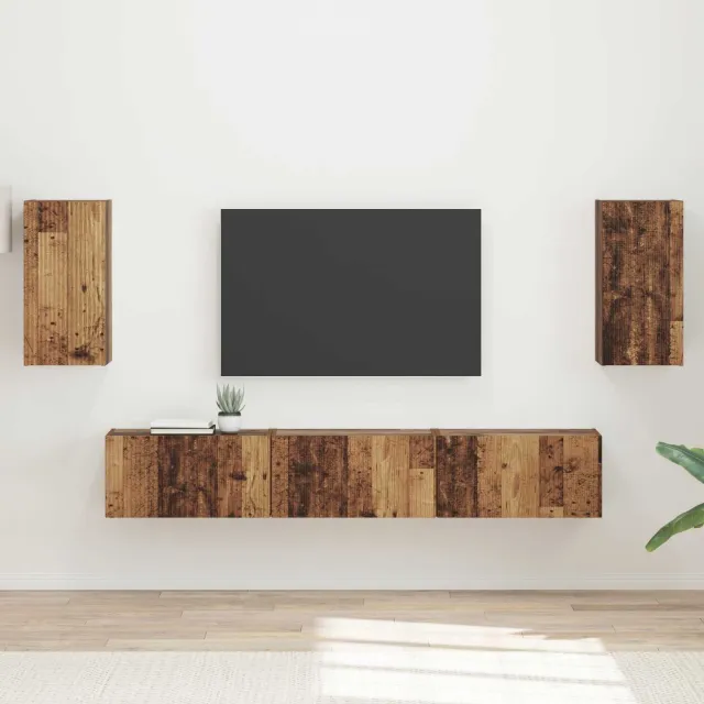 vidaXL Tv-meubelset 5 st Oudhout Bewerkt hout Bruin