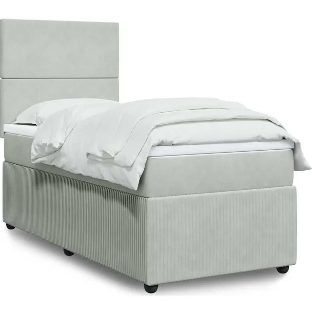 vidaXL Boxspring met matras fluweel lichtgrijs 80x200 cm grijs