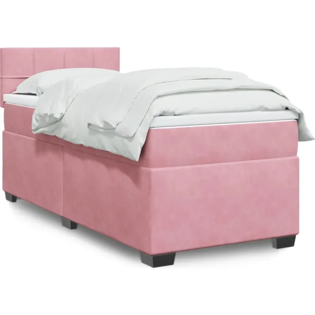 vidaXL Boxspring met matras fluweel roze 80x200 cm