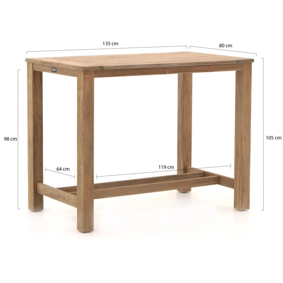 ROUGH Furniture ROUGH-X bartafel 135x80x105cm bruin, foto 3