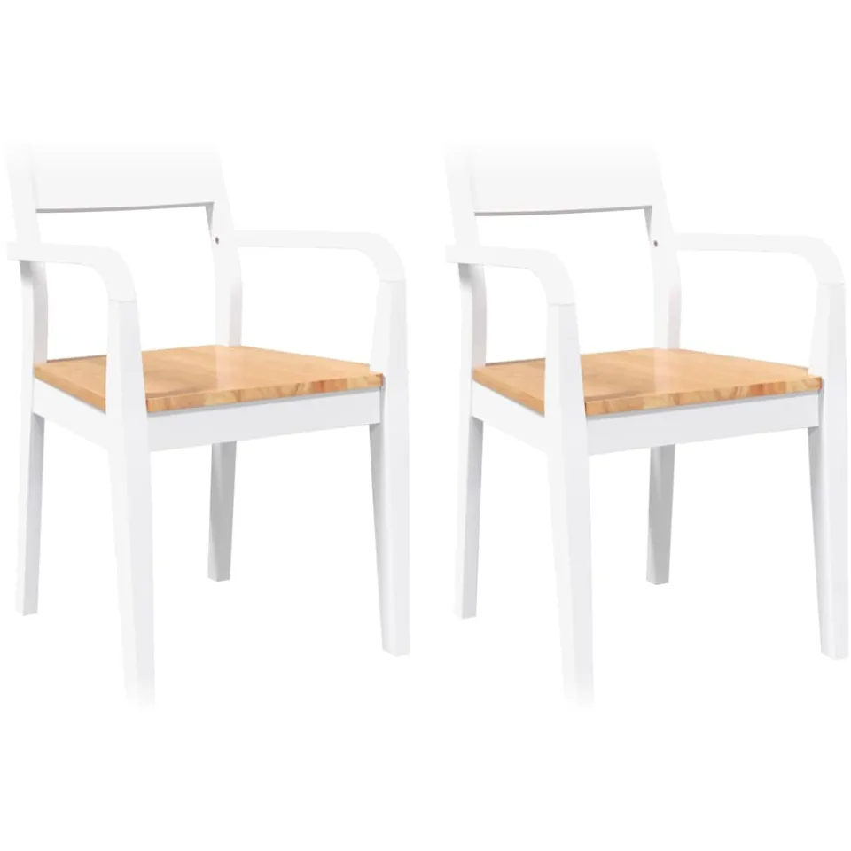 vidaXL Eetkamerstoelen 2 st massief hout rubber wit
