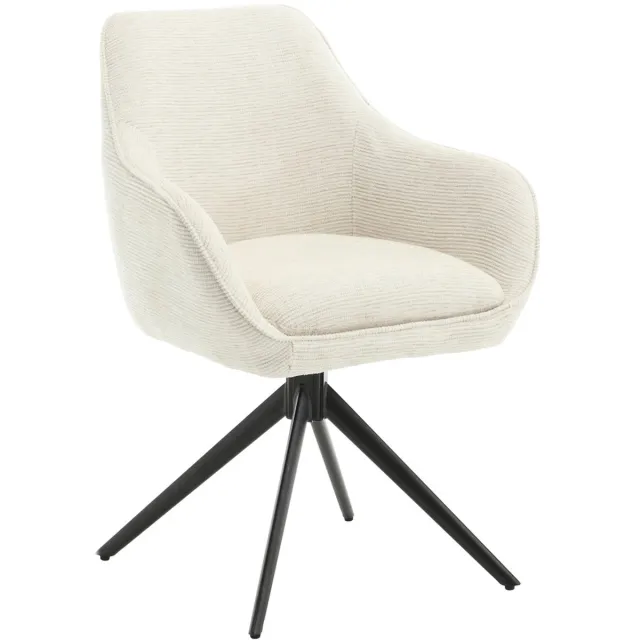 Eetkamerstoel Stof Zand - Draaibaar - 64x59x84cm - Thomas - Livingfurn - Set van 2