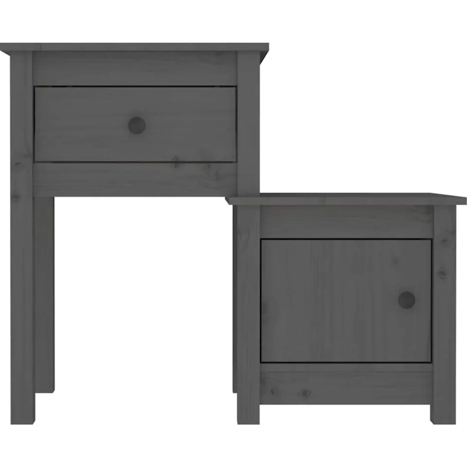 vidaXL Nachtkastje 79,5x38x65,5 cm massief grenenhout grijs, foto 3