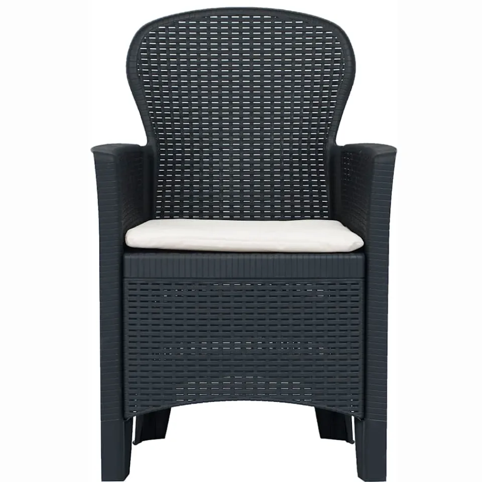 vidaXL 3-delige Tuinset rattan-look kunststof antraciet, foto 3