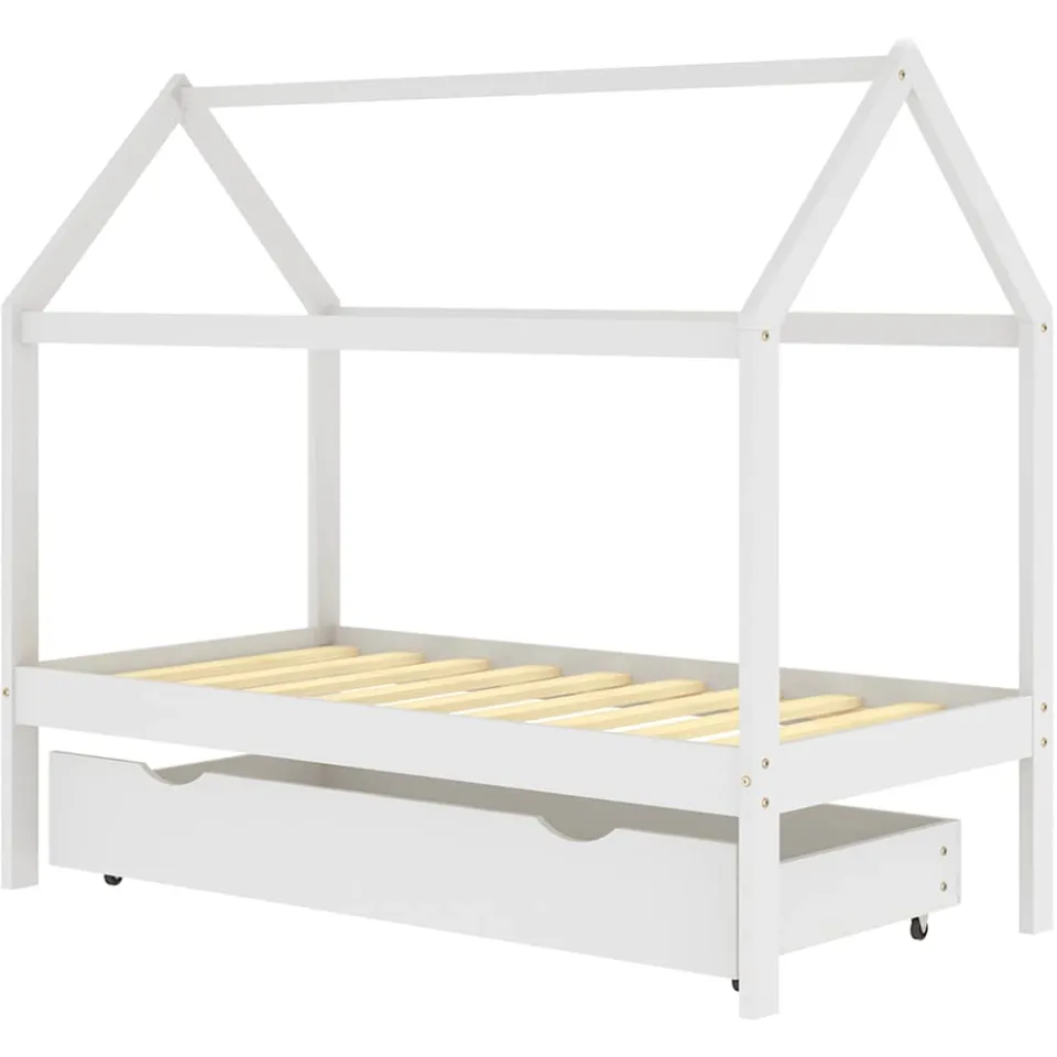 vidaXL Kinderbedframe met lade massief grenenhout wit 80x160 cm, foto 3