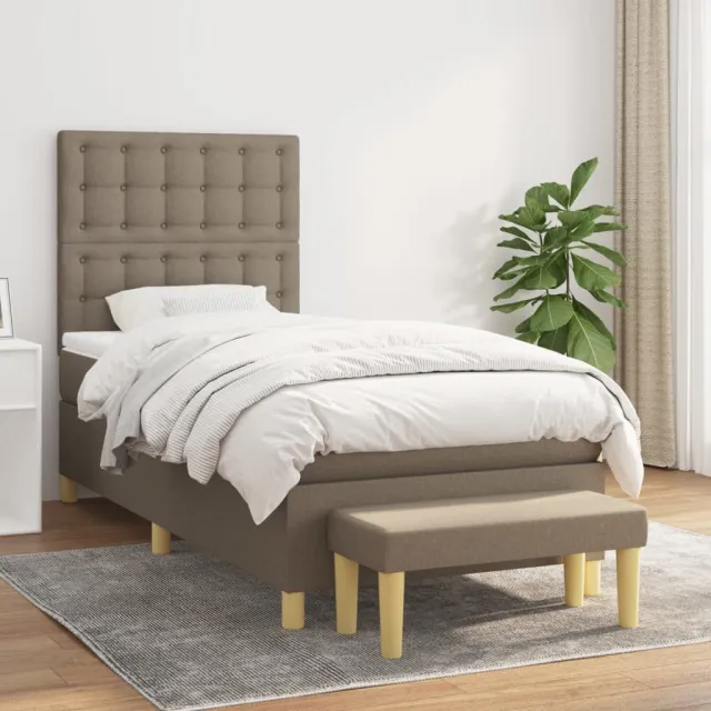 vidaXL Boxspring met matras stof taupe 90x190 cm