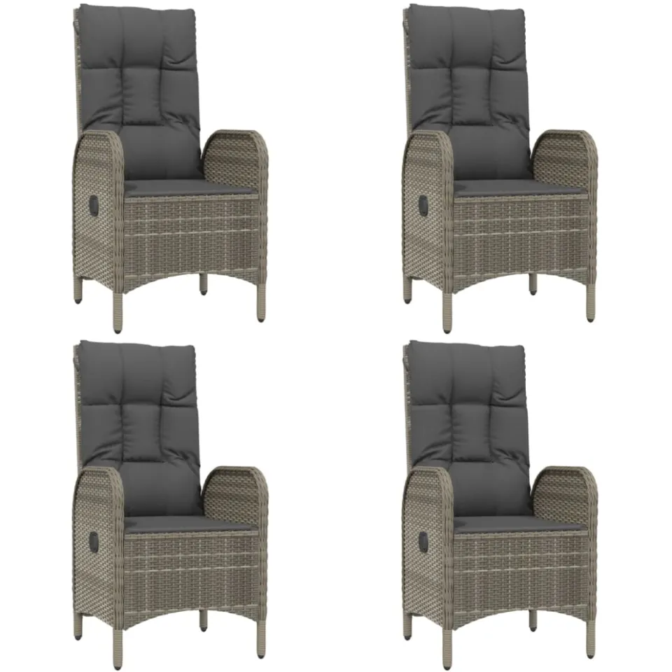 vidaXL 5-delige Tuinset met kussens poly rattan zwart en grijs, foto 3