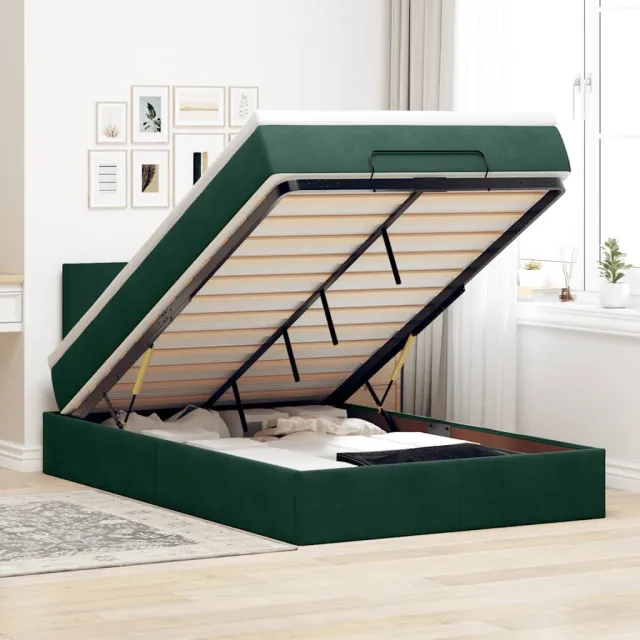 vidaXL Ottoman bed met matras 120x200cm fluweel donkergroen groen