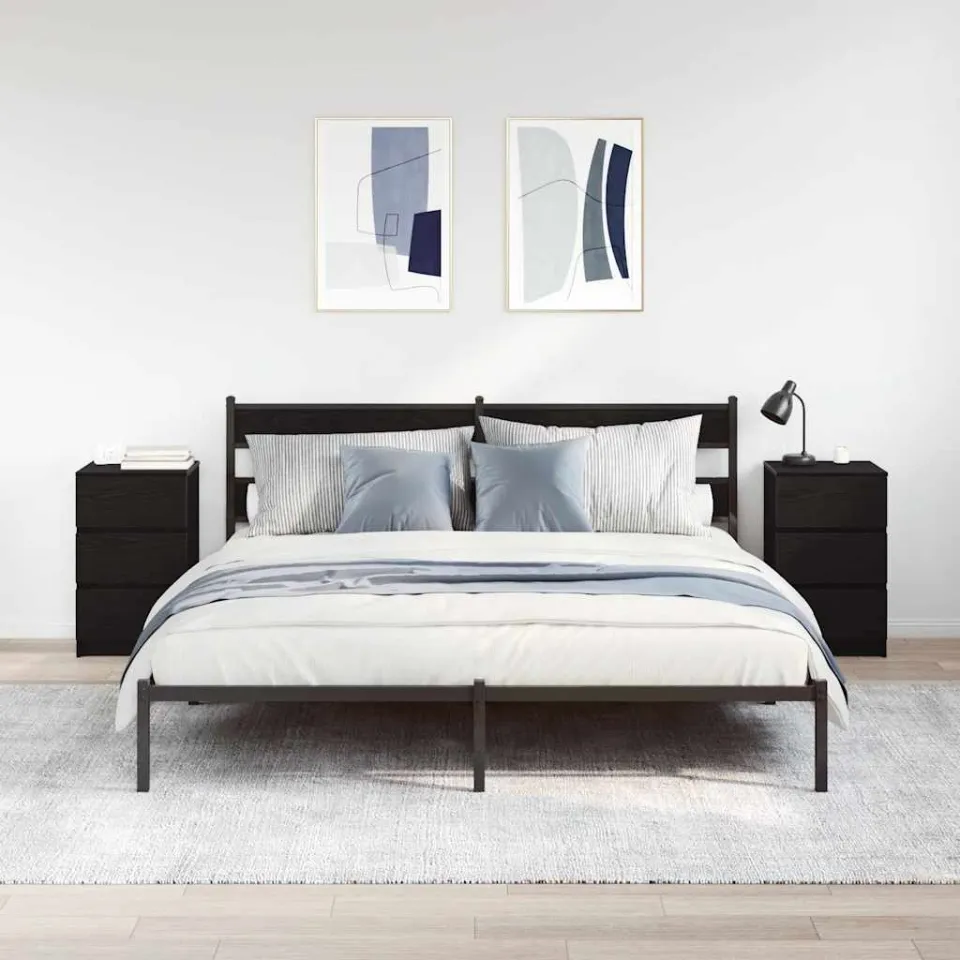 vidaXL Nachtkastjes met 3 lades 2 st 39x35x65 cm zwart, foto 3