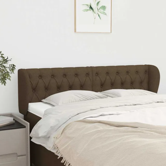 vidaXL Hoofdbord met randen 163x23x78/88 cm stof donkerbruin