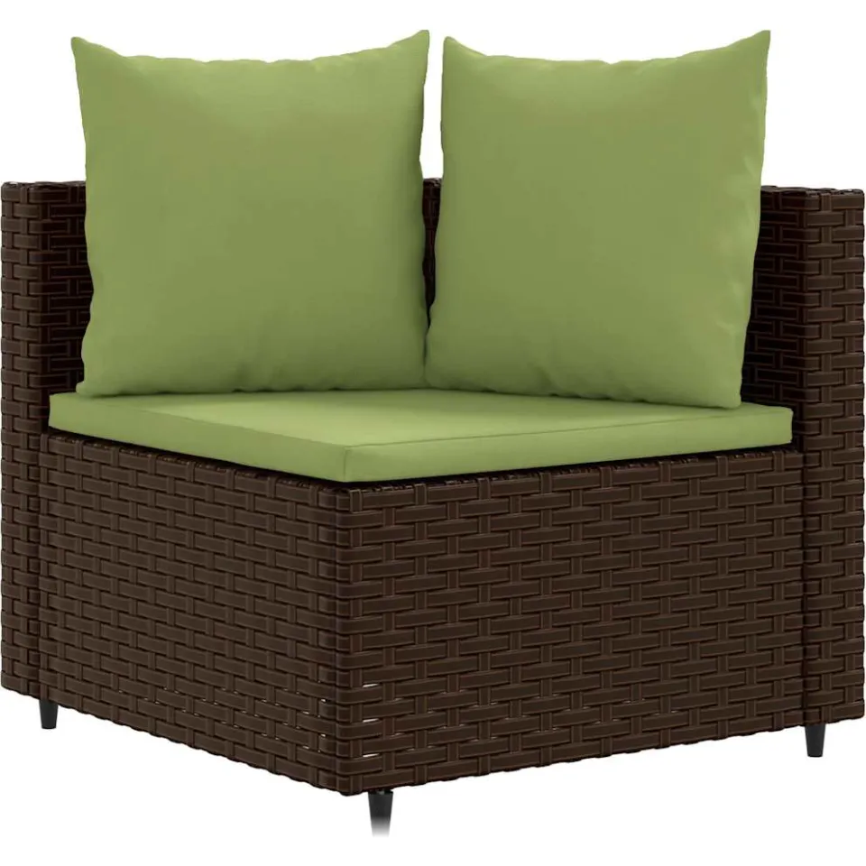 vidaXL 7-delige Loungeset met kussens poly rattan bruin
