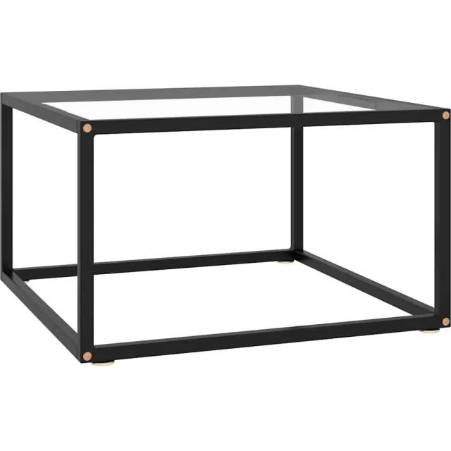 vidaXL Salontafel met gehard glas 60x60x35 cm zwart