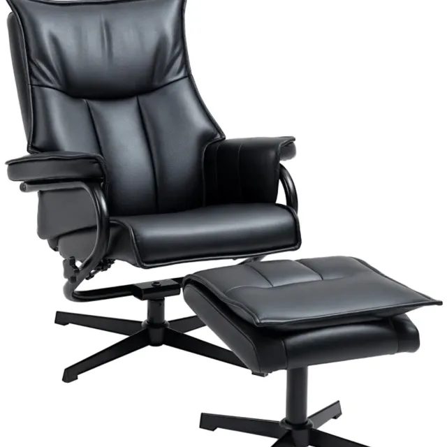 ZYLARO Relaxfauteuil met Voetenbank - Fauteuil - Moderne Relaxstoel - Kantelbaar tot 135° - Verstelbare Rugleuning - 360° Draaibaar - tot 120 kg - Relaxstoel - Ligstoel - TV Stoel - Loungestoel - Leesstoel - Zwart