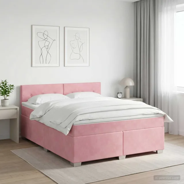 vidaXL Boxspringbed met matras Roze 140 x 200 cm Fluweel