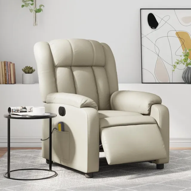 vidaXL Massagestoel verstelbaar elektrisch kunstleer crèmekleurig