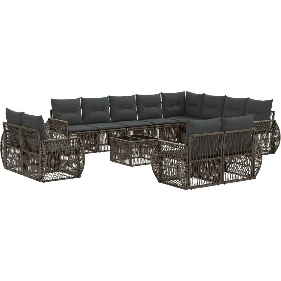 vidaXL Tuinbankenset 13 st Grijs en Donkergrijs poly rattan, foto 3