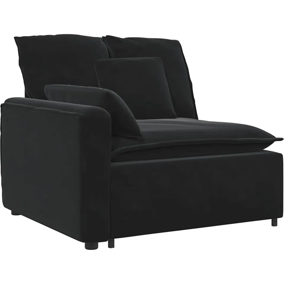 vidaXL Modulaire bank met kussens fluweel zwart, foto 3