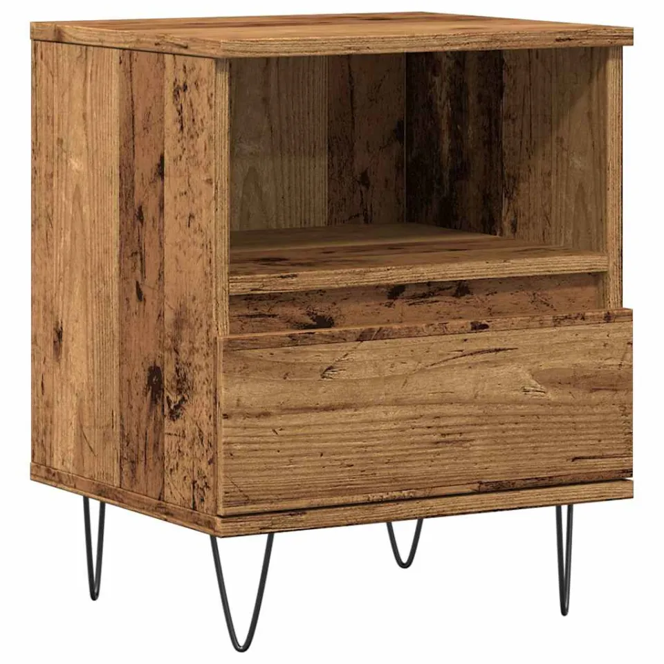 vidaXL Nachtkastje 40x35x50 cm bewerkt hout oud houtkleurig bruin, foto 3