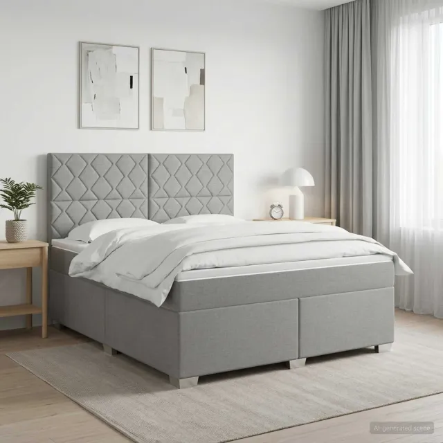 vidaXL Boxspringbed met matras Lichtgrijs 180 x 200 cm Stof
