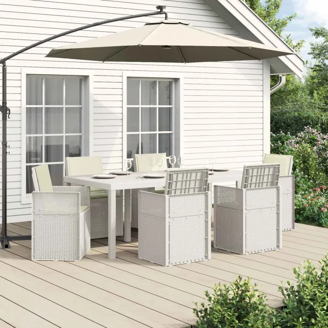 vidaXL Tuin eettafelset 7 st Wit en crèmekleurig PP