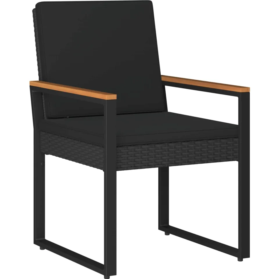 vidaXL Buitenmeubelset 3 st Zwart poly rattan, foto 4
