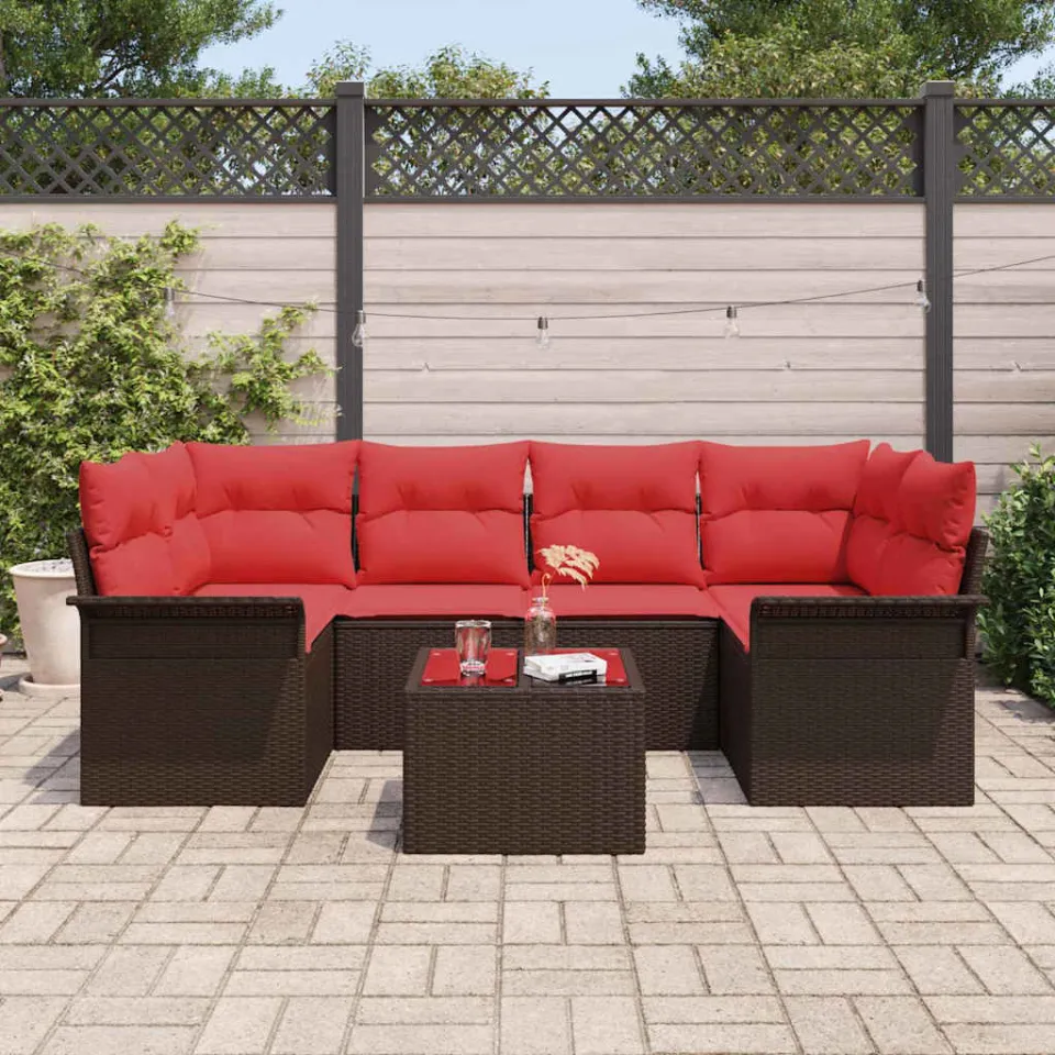 vidaXL Tuin Sofa Set 7 st Bruin poly rattan, foto 3