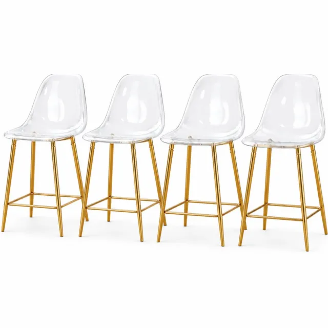 City long dragon LONG DRAGON - Barkrukken - Set van 4 - Goud - Transparante zitting