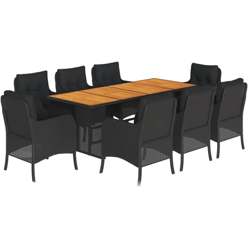 vidaXL 9-delige Tuinset poly rattan zwart, foto 3