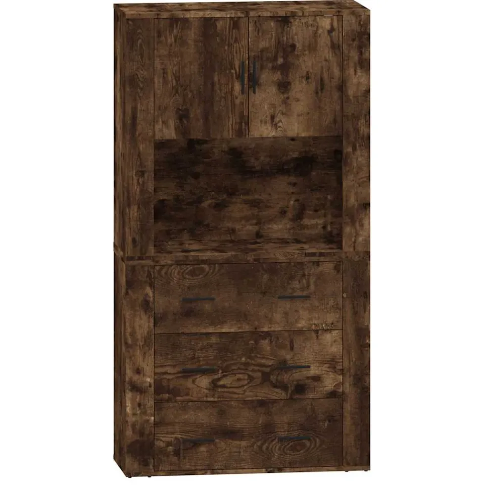 vidaXL Hoge kast bewerkt hout gerookt eikenkleurig Bruin
