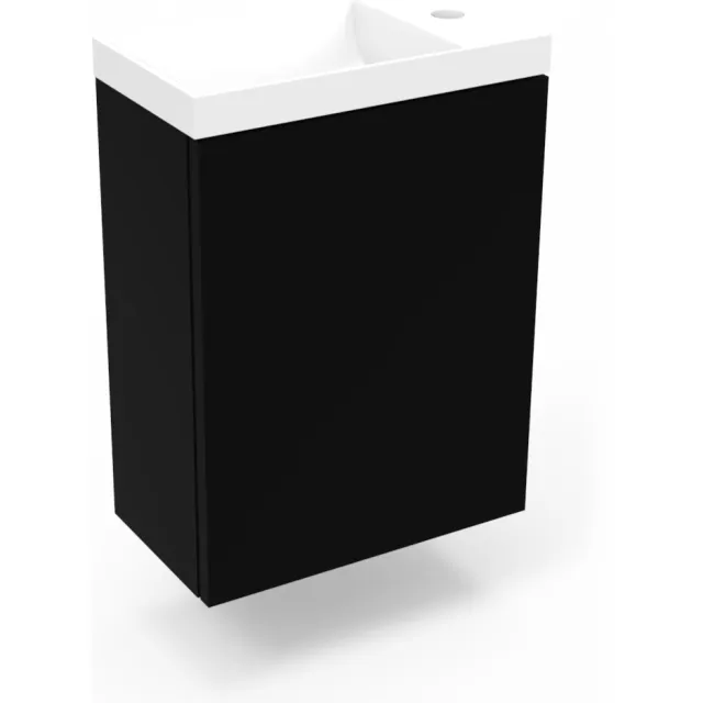 Arcqua Fonteinkast Mat Zwart Arcqua Luna 40x55x28 cm Incl. Fontein Glans Wit Zonder Overloop