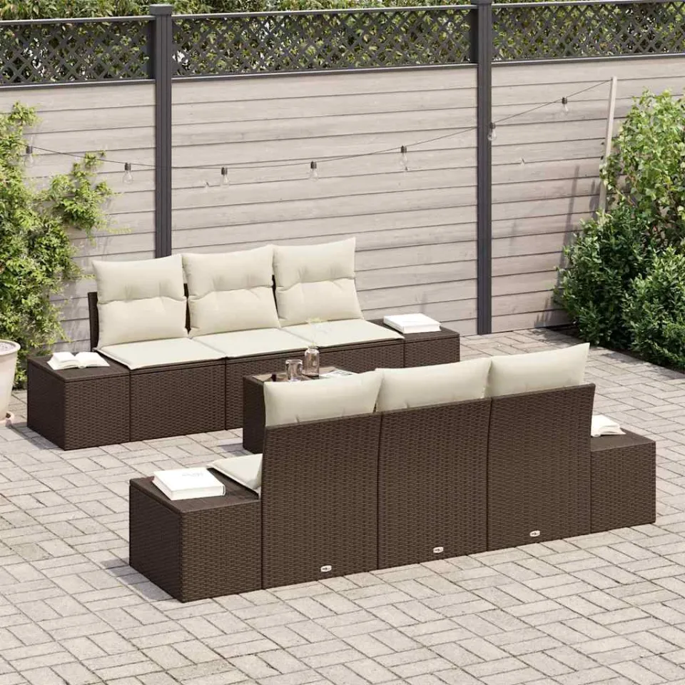 vidaXL Tuin Sofa Set 8 st Bruin en Crème poly rattan, foto 3
