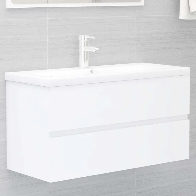 vidaXL Wastafelkast 90x38,5x45 cm bewerkt hout wit, foto 2