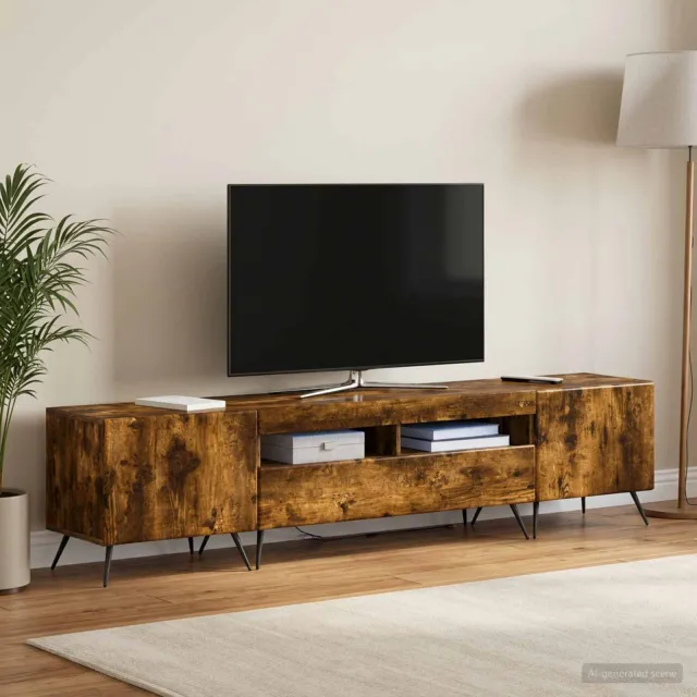 vidaXL LED tv-meubel BREDA 3 st Gerookt eiken Bewerkt hout, foto 2
