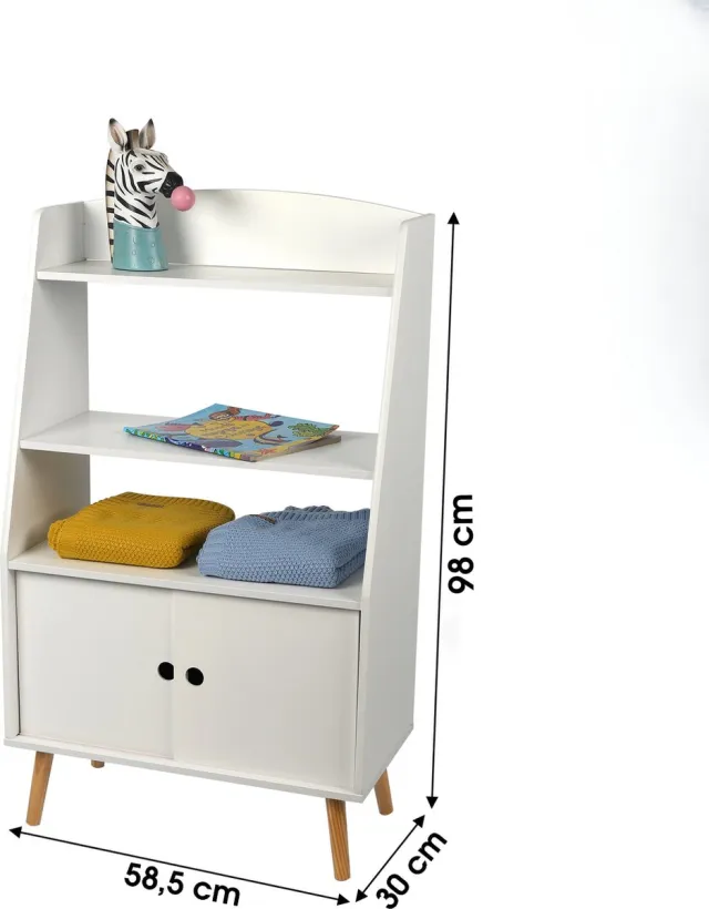 judy wild kids spirit KINDERBIBLIOTHEEK 3 PLANKEN MET 2 SCHUIFDEUREN white