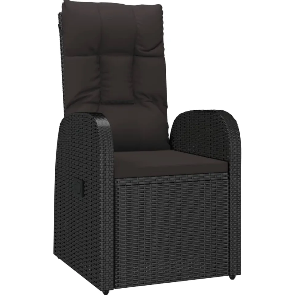 vidaXL 9-delige Tuinset poly rattan zwart
