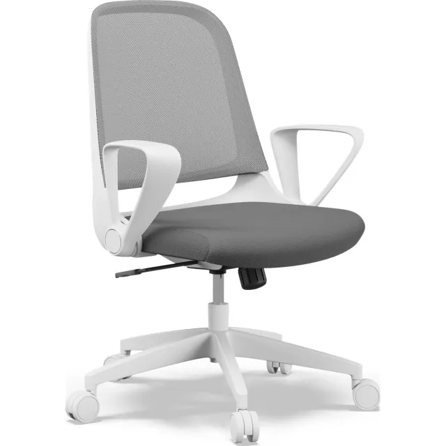 SENSE7 Sopty Ergonomische Bureaustoel - Verstelbare Lendensteun & Armleuningen - Belastbaar tot 120kg - Wit/Grijs wit en grijs