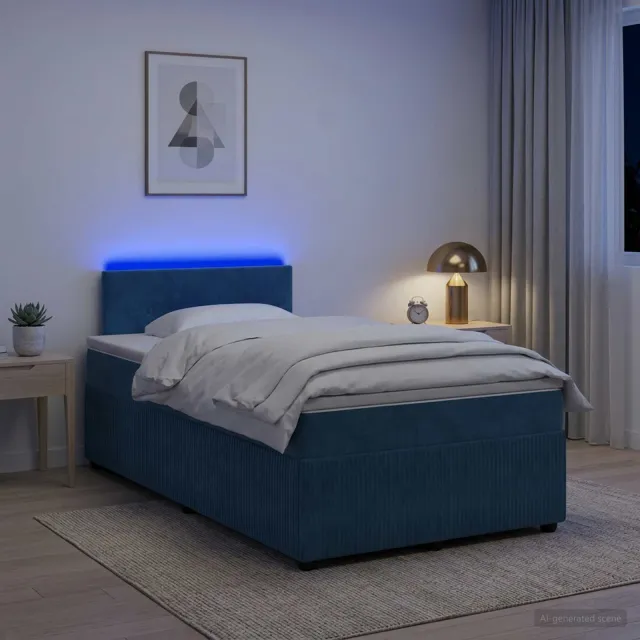 vidaXL Boxspringbed met matras Blauw 120 x 200 cm Fluweel