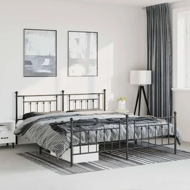 vidaXL Bedframe met hoofd- en voeteneinde metaal zwart 193x203 cm