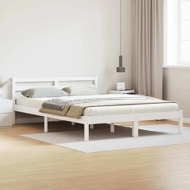 vidaXL Bedframe Wit 215,5 x 165,5 x 69,5 cm Massief Vurenhout