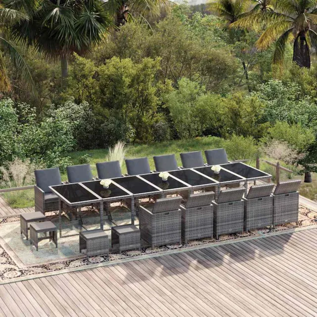 vidaXL 21-delige Tuinset met kussens poly rattan grijs, foto 2