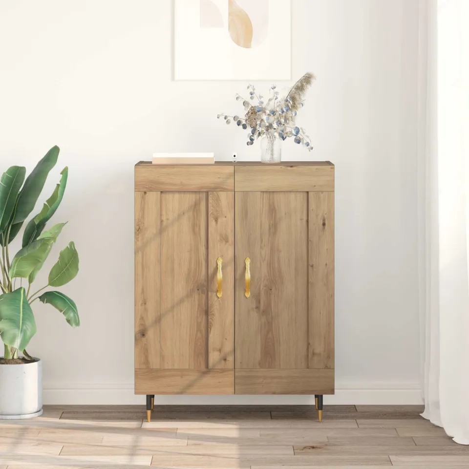 vidaXL Dressoir Artisan Eiken 69,5 x 34 x 90 cm Bewerkt hout, foto 3