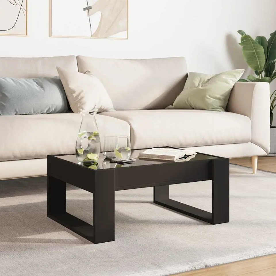 vidaXL Salontafel met Infinity LED 70x53x30 cm zwart, foto 3