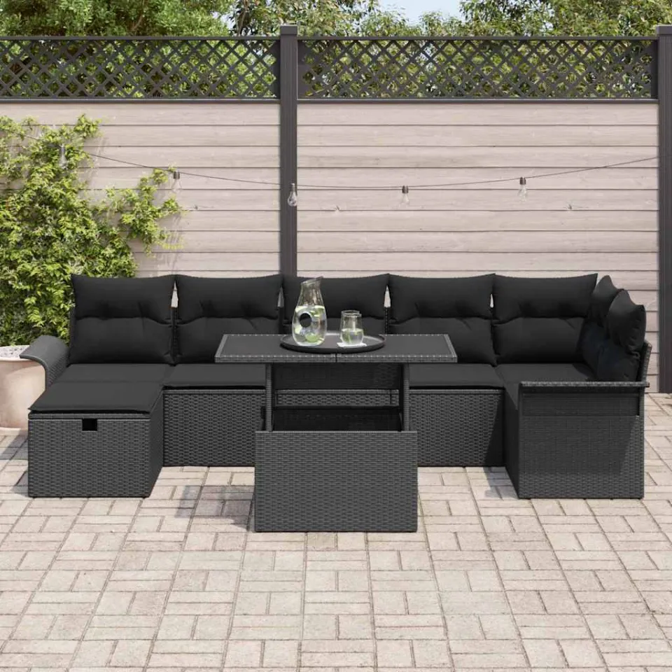 vidaXL Tuin Sofa Set 8 st Zwart poly rattan, foto 3