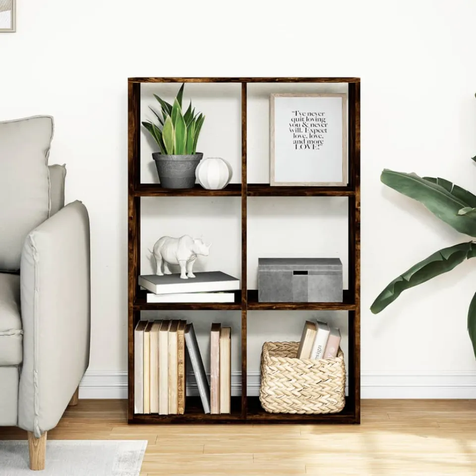 vidaXL Kamerscherm / boekenkast 69,5x29x103,5 cm hout gerookt eiken, foto 2
