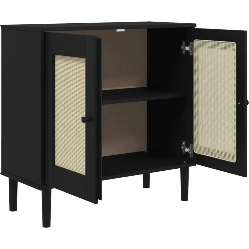 vidaXL Dressoir SENJA 80x35x80 cm rattan look massief grenenhout zwart, foto 4